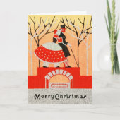 ヴィンテージの20年代30年代のクリスマスのカップルの挨拶状 シーズンカード (正面)