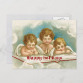 ヴィンテージの3人の可愛い天使の祈りポストカード シーズンポストカード (正面/裏面)