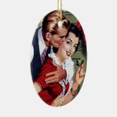 ヴィンテージの40年代のクリスマスのプリント セラミックオーナメント (右)