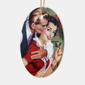 ヴィンテージの40年代のクリスマスのプリント セラミックオーナメント (左)