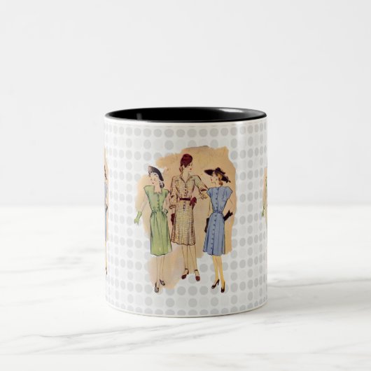 ヴィンテージの40年代のファッション ツートーンマグカップ (中央)