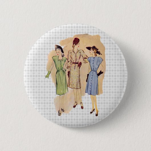 ヴィンテージの40年代のファッション 缶バッジ (正面)
