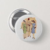 ヴィンテージの40年代のファッション 缶バッジ (正面&裏面)