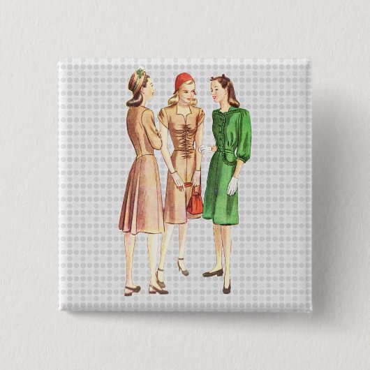 ヴィンテージの40年代のファッションV2 缶バッジ (正面)