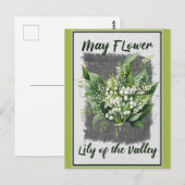 ヴィンテージの5月 フローラル リリー・オブ・ザ・ヴァレー ポストカード (正面/裏面)