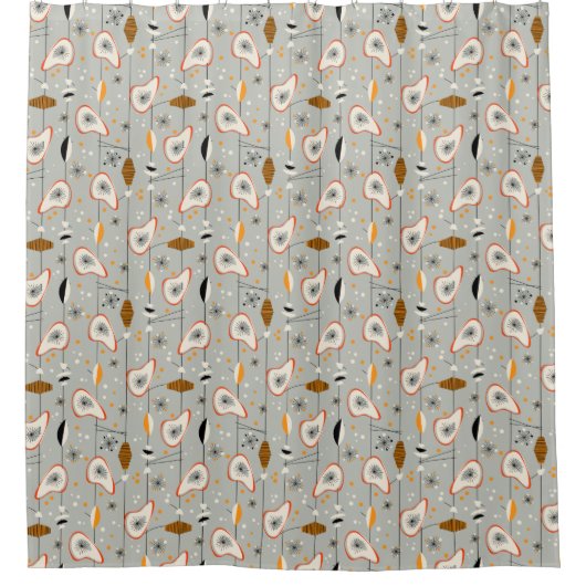 ヴィンテージの50年代の原子世紀半ばのモダンなデザイン シャワーカーテン (正面)