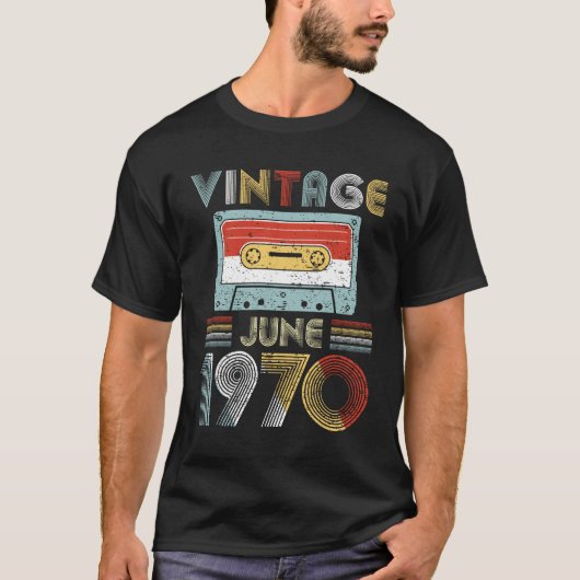 ヴィンテージの6月1970日の誕生日のカセットテープ Tシャツ (正面)