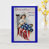 ヴィンテージの7月4日の挨拶状4 カード (黄色い花)