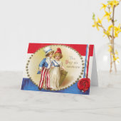 ヴィンテージの7月4日の挨拶状 カード (黄色い花)