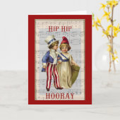 ヴィンテージの7月4日の"ヒップホップのHooray"子供カード カード (黄色い花)