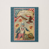 ヴィンテージの7月4日 - おじさんサムと花火 ジグソーパズル (縦)