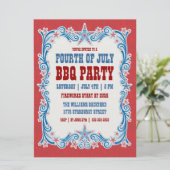 ヴィンテージの7月4日BBQのパーティの招待状 招待状 (スタンド正面)