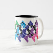 ヴィンテージの70年代のスタイルの子犬のマグ ツートーンマグカップ (正面右)