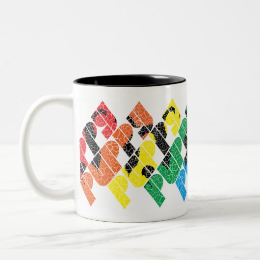 ヴィンテージの70年代のスタイルの子犬のマグ ツートーンマグカップ (左)