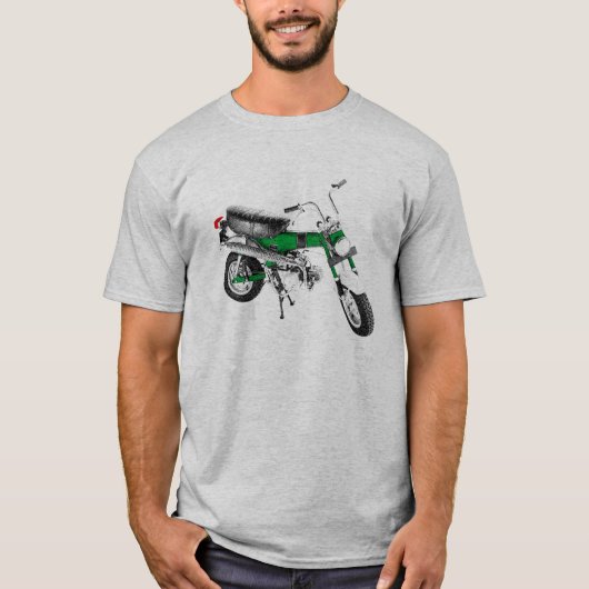 ヴィンテージの70年代の小型バイクの道70の緑 Tシャツ (正面)