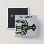 ヴィンテージの〔占星術の〕十二宮図のサイン、カニのがん 缶バッジ (正面&裏面)