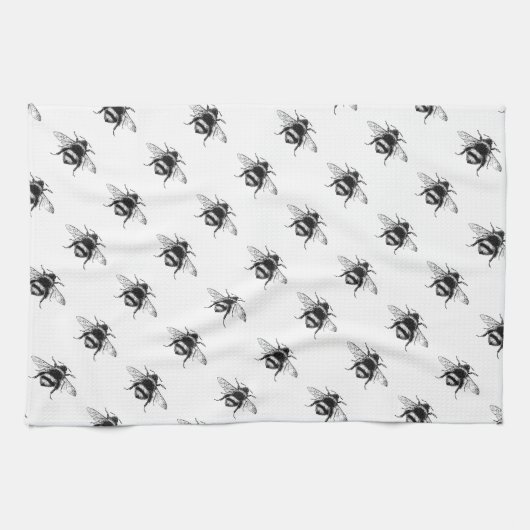 ヴィンテージの《昆虫》マルハナバチ キッチンタオル (横)