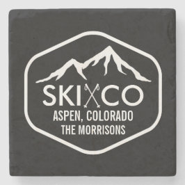 ヴィンテージの《植物》アスペンのコロラド州のスキー山のカスタムな飲み物 ストーンコースター