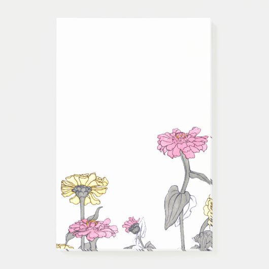 ヴィンテージの《植物》百日草の花のポスト・イット ポストイット (正面)