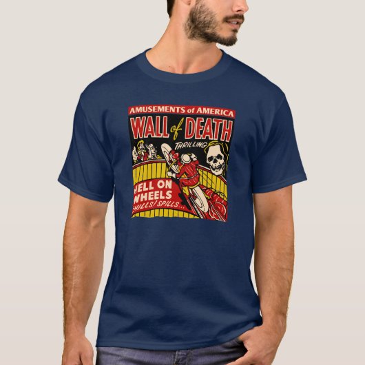 ヴィンテージの"死の壁"のオートバイの発育阻害 Tシャツ (正面)