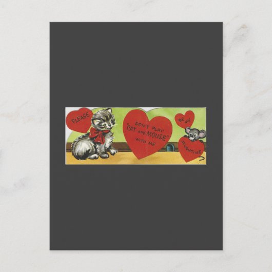 ヴィンテージの"猫およびマウス"のバレンタイン シーズンポストカード (正面)
