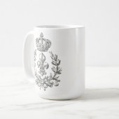 ヴィンテージの(紋章の)フラ・ダ・リおよび王冠のコーヒー・マグ コーヒーマグカップ (正面左)