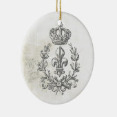 ヴィンテージの（紋章の）フラ・ダ・リおよび王冠オーナメント セラミックオーナメント (右)