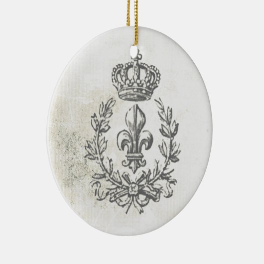 ヴィンテージの(紋章の)フラ・ダ・リおよび王冠オーナメント セラミックオーナメント (右)