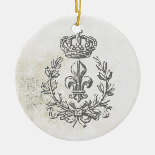 ヴィンテージの（紋章の）フラ・ダ・リおよび王冠オーナメント セラミックオーナメント (正面)