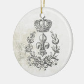 ヴィンテージの（紋章の）フラ・ダ・リおよび王冠オーナメント セラミックオーナメント (左)