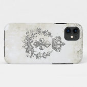 ヴィンテージの(紋章の)フラ・ダ・リおよび王冠iphone 5の場合 Case-Mate iPhoneケース (裏面(横))