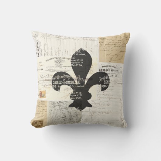 ヴィンテージの(紋章の)フラ・ダ・リのフランスのな短命なものの枕 クッション (正面)
