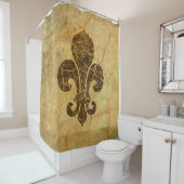ヴィンテージの（紋章の）フラ・ダ・リ シャワーカーテン (インサイチュ)