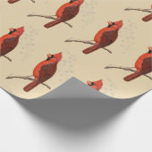 ヴィンテージの(鳥)ショウジョウコウカンチョウ及び雪のメリークリスマス(Lgのイメージ) ラッピングペーパー (角)