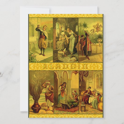 ヴィンテージのAladdinのクリスマスのモンタージュ 招待状 (正面)