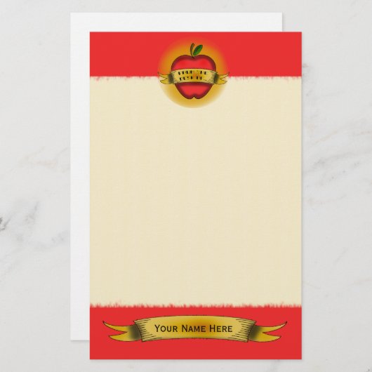 ヴィンテージのAppleの入れ墨の先生の文房具 便箋 (正面/裏面)