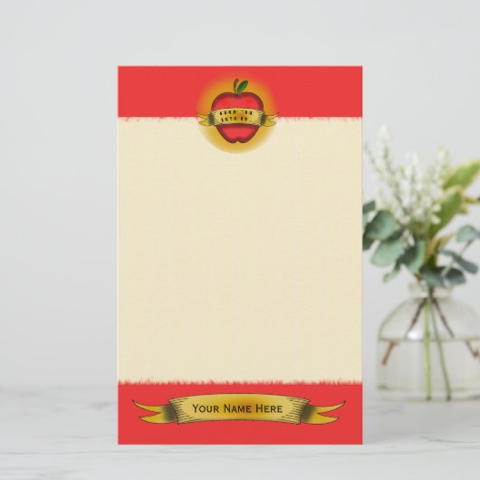 ヴィンテージのAppleの入れ墨の先生の文房具 便箋 (スタンド正面)