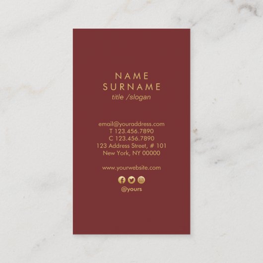 ヴィンテージのArtDecoのモダンな金ゴールドの縦の名刺 名刺 (裏面)