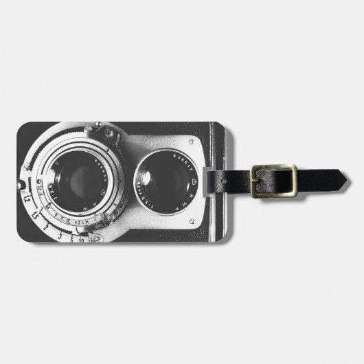 ヴィンテージのb&wのカメラ ラゲッジタグ (正面横)