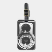 ヴィンテージのb&wのカメラ ラゲッジタグ (正面縦)