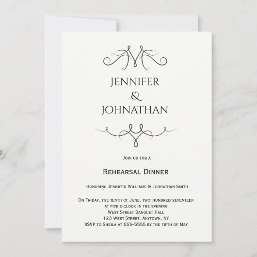 ヴィンテージのb&wのリハーサルの夕食の招待状 招待状 (正面)