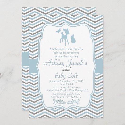 ヴィンテージのBambiのシカの森林ベビーシャワーの招待 招待状 (正面/裏面)