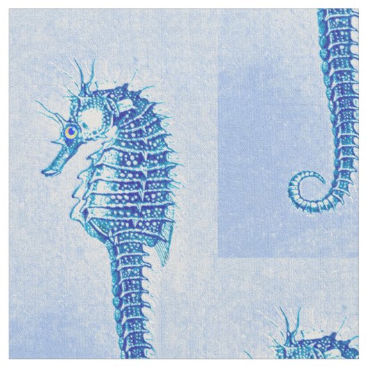 ヴィンテージのbluyeのタツノオトシゴの生地 ファブリック (クローズアップ)