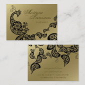 ヴィンテージのBohoのシックなペイズリーのエレガントな花の孔雀 名刺 (正面/裏面)