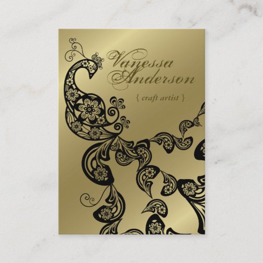 ヴィンテージのBohoのシックなペイズリーのエレガントな花の孔雀 名刺 (正面)