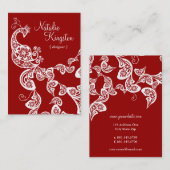 ヴィンテージのBohoのシックなペイズリーのエレガントな花の孔雀 名刺 (正面/裏面)