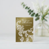 ヴィンテージのBohoのシックなペイズリーのエレガントな花の孔雀 名刺 (スタンド正面)