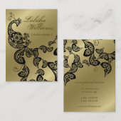 ヴィンテージのBohoのシックなペイズリーのエレガントな花の孔雀 名刺 (正面/裏面)