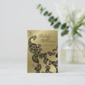 ヴィンテージのBohoのシックなペイズリーのエレガントな花の孔雀 名刺 (スタンド正面)