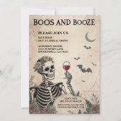 ヴィンテージのBoos and Booze 大人ハロウィンパーティー 招待状 (正面)